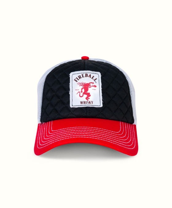Fireball Red & Black Mesh Hat with Patch